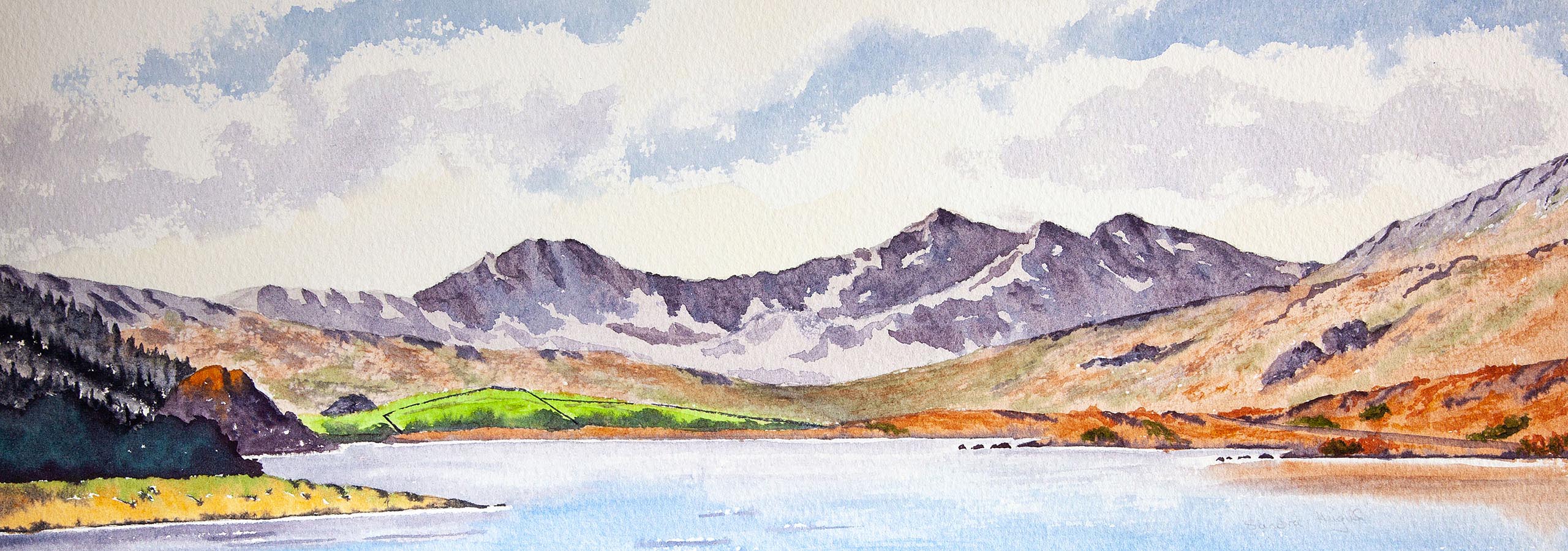 Snowdon Horseshoe painted in Watercolours