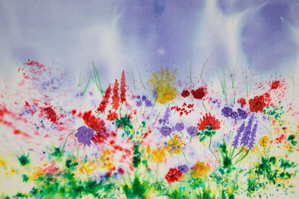 Original Brusho panting of the Wild Flowers of The Highlands