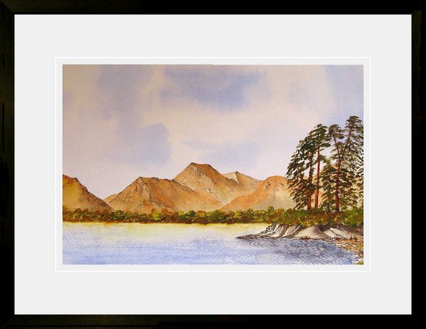 Derwentwater with Friars Crag, Grisedale pike, Lake District watercolour painting for sale