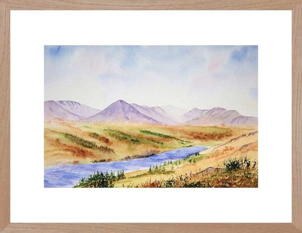 Coniston Old Man acrosss. Coniston Water, original watercolour painting of the Lake District