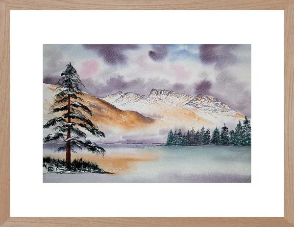 Ben Nevis from Clunes Bay, original framed mountain watercolour art for sale