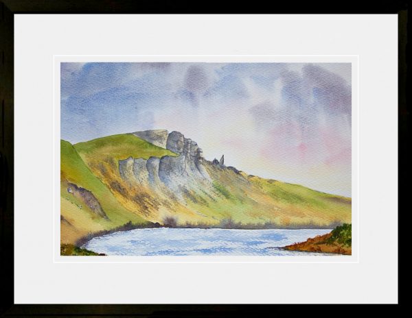 Old Man of store from Store Lochans, original watercolour painting of Skye for sale