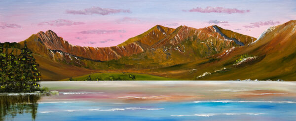 Oil painting of the Snowdon Horseshoe from Royal Bridge