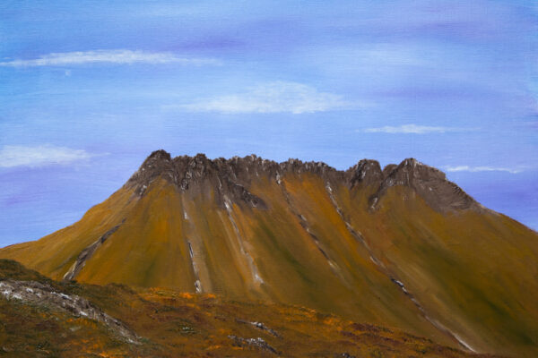 Stac Pollaidh in Autumn, landscape oil painting of Scottish Highlands
