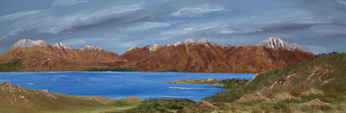 Beinn Alligin and Liathach original panoramic oil painting for sale