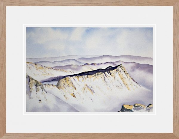 Striding Edge, Helvellyn original watercolour winter painting for sale