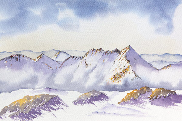 An Teallach Winter Mists original watercolour painting for sale