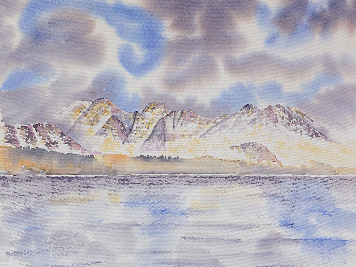 Bla Bheinn, Cuillin of Skye watercolour mountain painting for sale