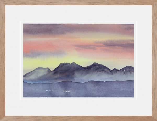 An Teallach Sunset, Scottish Highlands original watercolour painting for sale