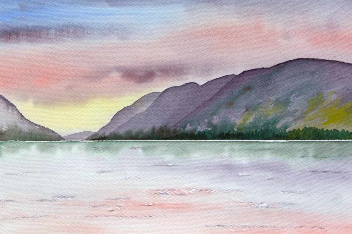 Loch Lochy at Sunset, Scottish Highlands original watercolour painting
