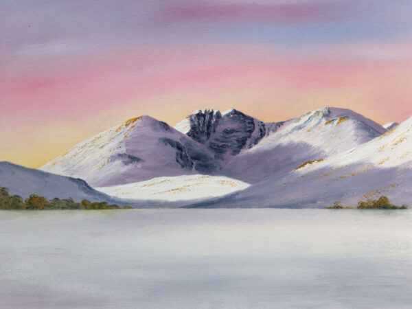 An Teallach from Loch Droma, original mountain oil painting for sale