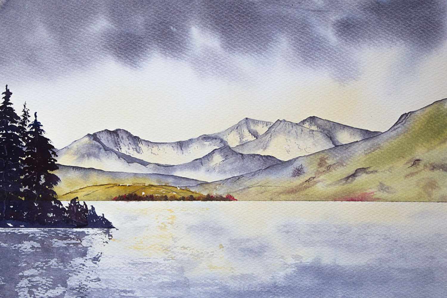 Snowdon Horseshoe (Yr Wyddfa) in Watercolours, original painting for sale