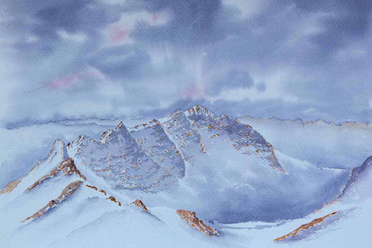 Liathach in Winter, Torridon watercolour painting fro sale