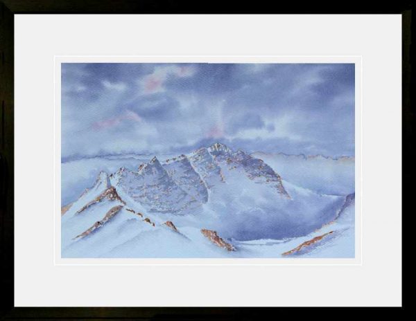 Liathach in winter, Torridon watercolour painting for sale