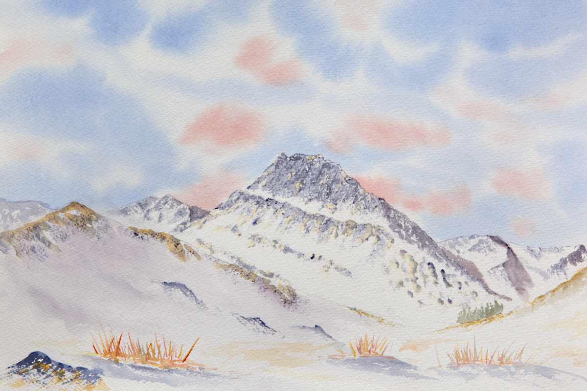 Simply Tryfan original Eryri (Snowdonia) mountain painting in watercolours for sale