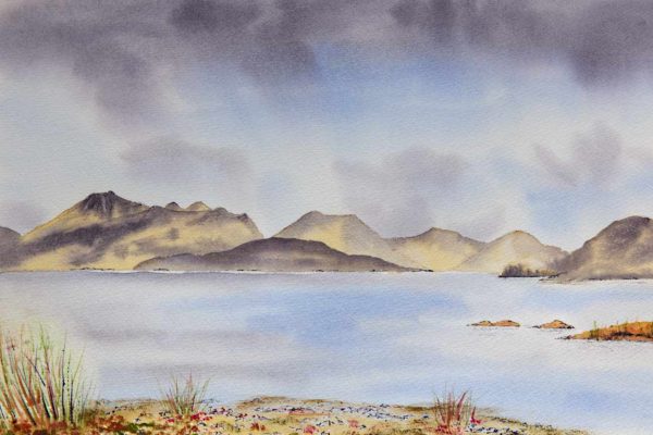 Skye Cuillin from Tokovaig, Ilse of Skye watercolour painting