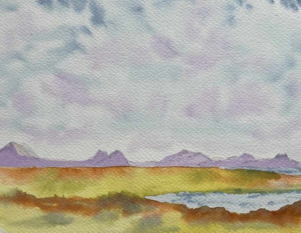 Assynt Sketch in watercolours, Scottish Highlands painting for sale