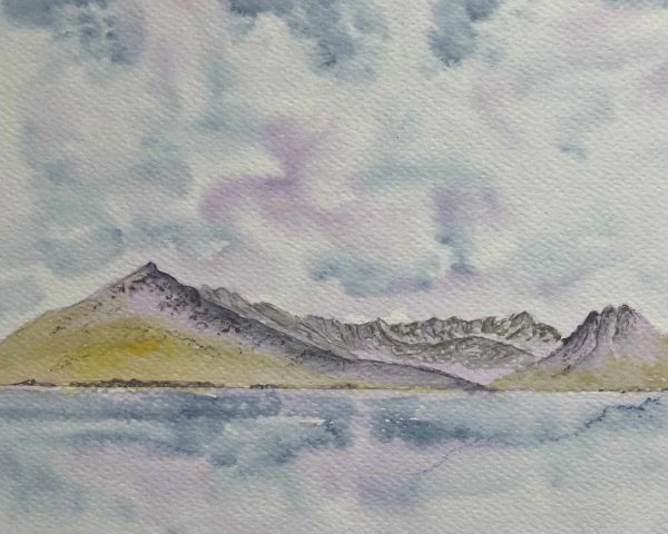 Cuillin of Skye from Elgol, Scottish watercolour sketch for sale