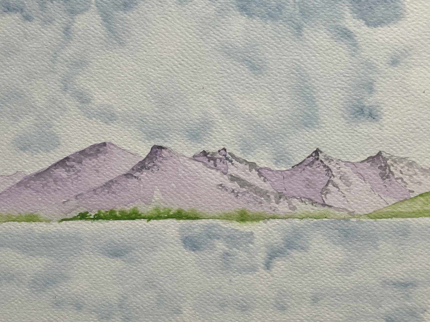 Five Sisters of Kintail seen across Loch Duich watercolour sketch for sale