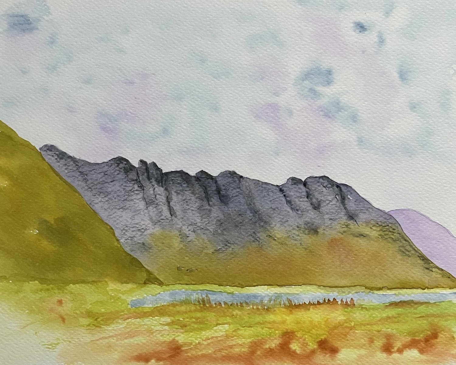 Watercolour sketch of Aonach Eagach Ridge Glencoe