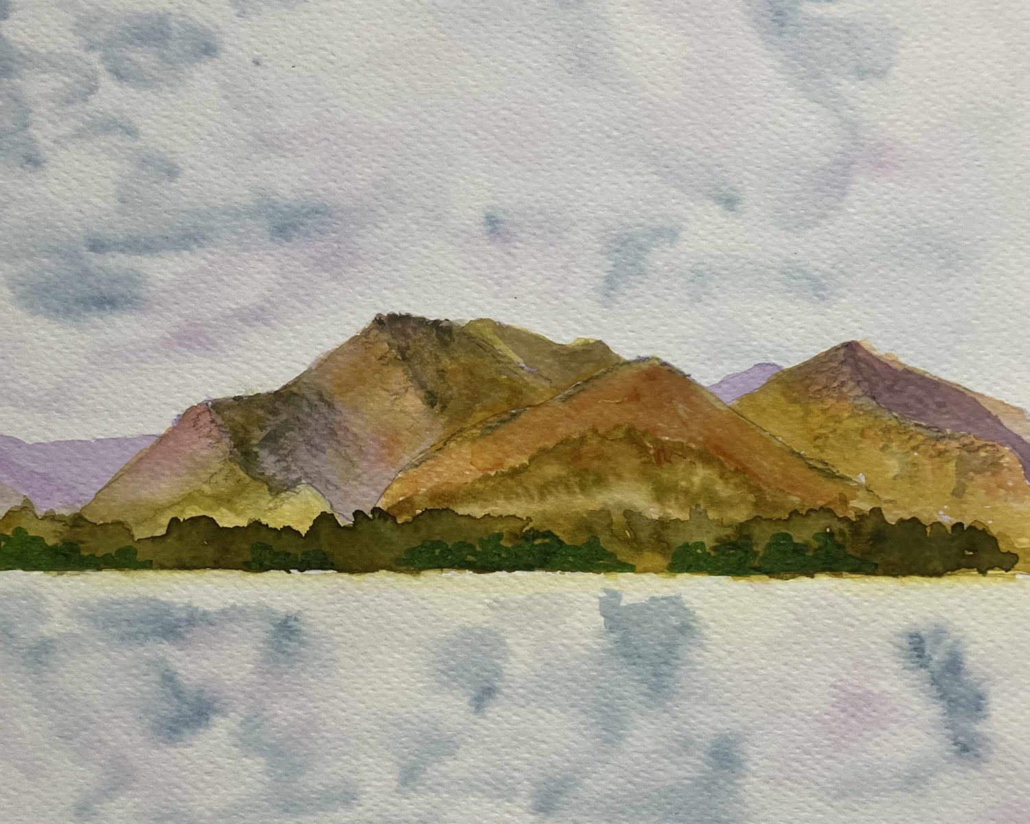 Causey Pike, Derwentwater, The Lake District watercolour sketch for sale