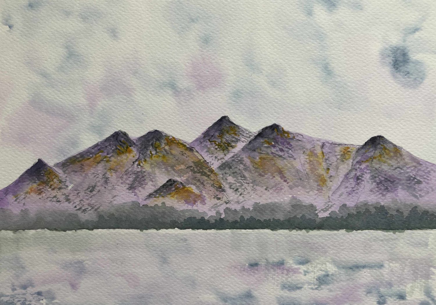 Skiddaw, Derwentwater, watercolour sketch of Lake District for sale