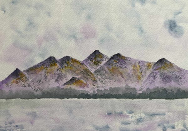 Skiddaw, Derwentwater, watercolour sketch of Lake District for sale