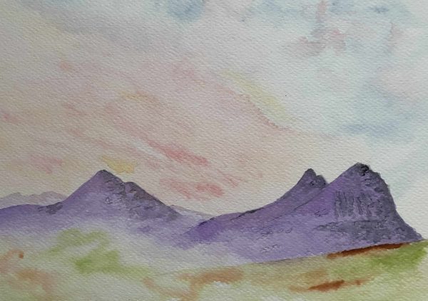 Suilven and Canisp, Assynt watercolour sketch of Scottish Highlands for sale