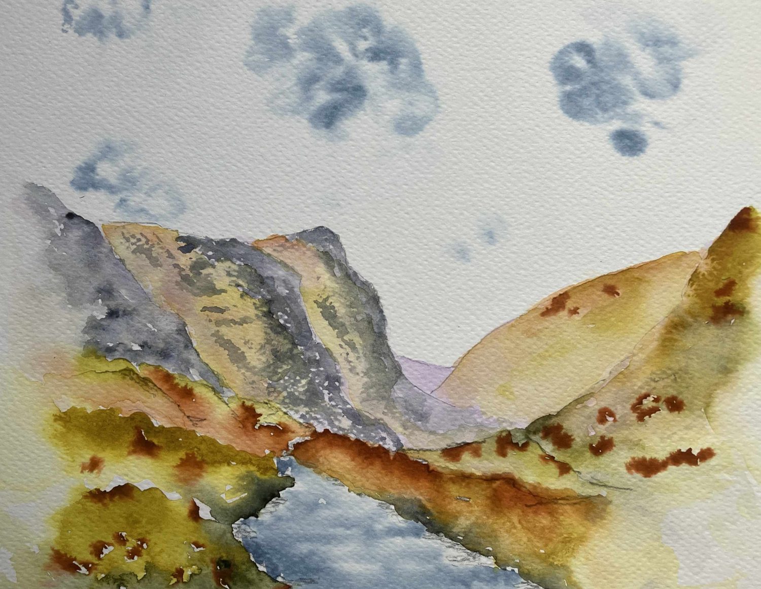 Three Sisters of Glencoe original watercolour sketch of Scottish Highlands